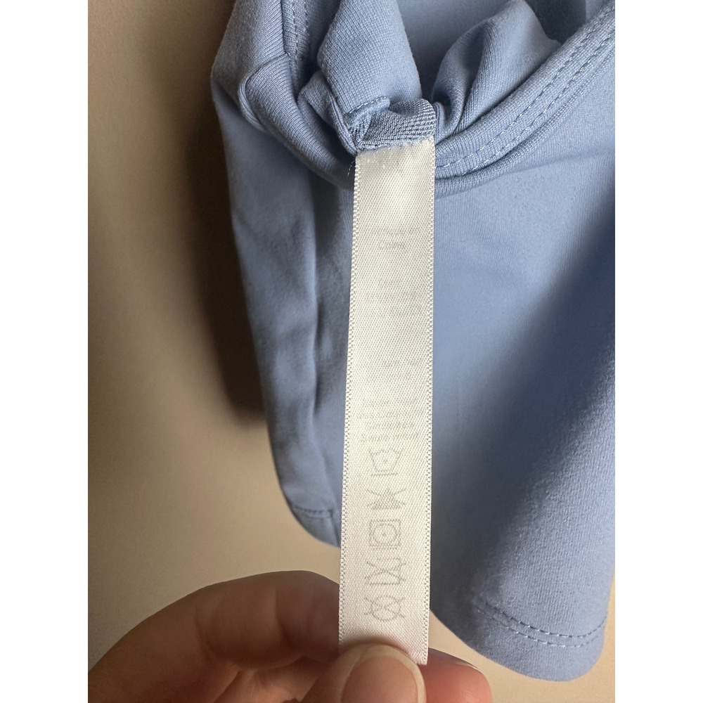 Light Blue Double Strap Criss Cross Back Athletic Crop Top Built-in Bra Large - Picture 3 of 4